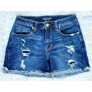 Maurices SZ 8 Factory Distressed Classic Blue Wash Jean Shorts